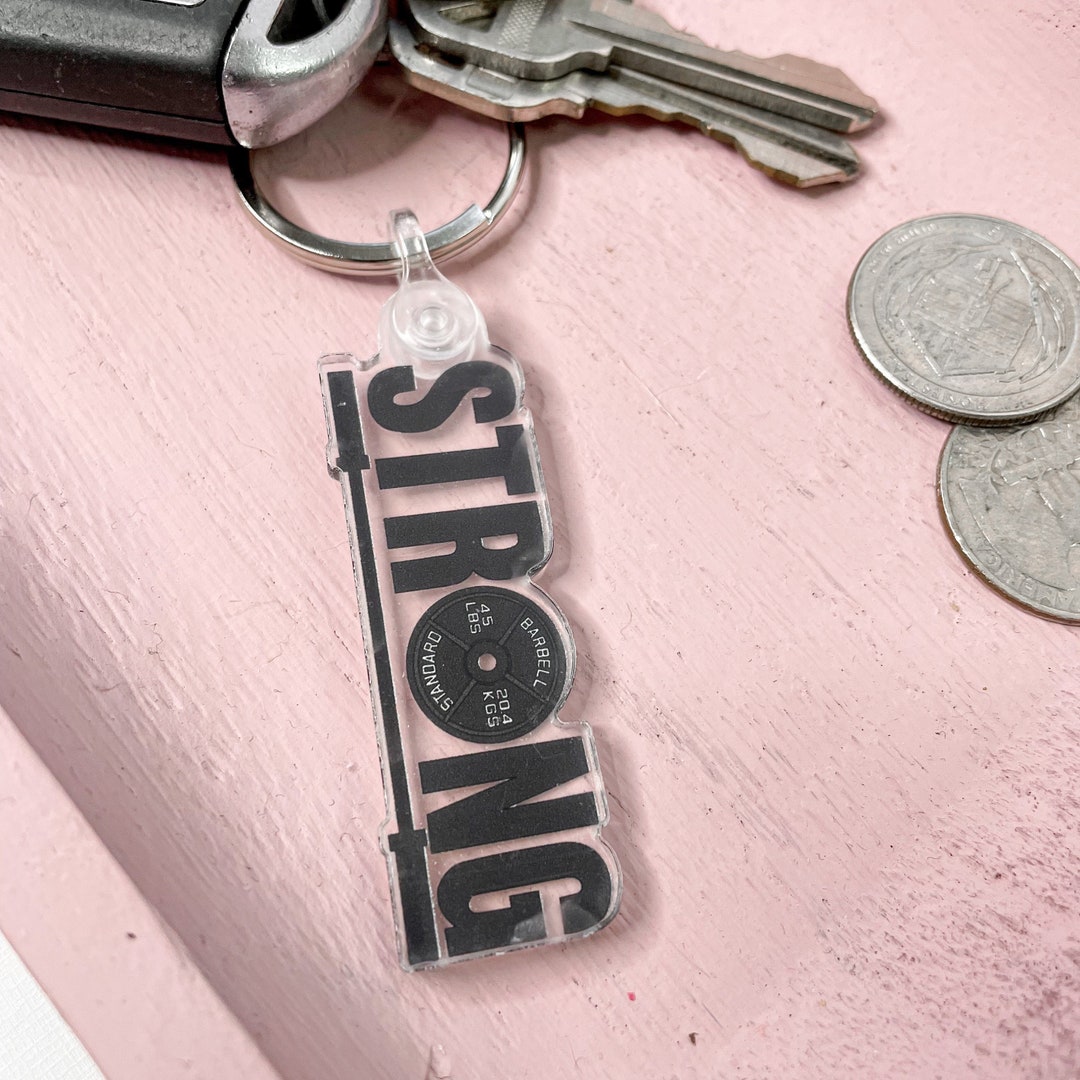 Strong Acrylic Keychain, Girls Who Powerlift, Gym Bag Keychain ...