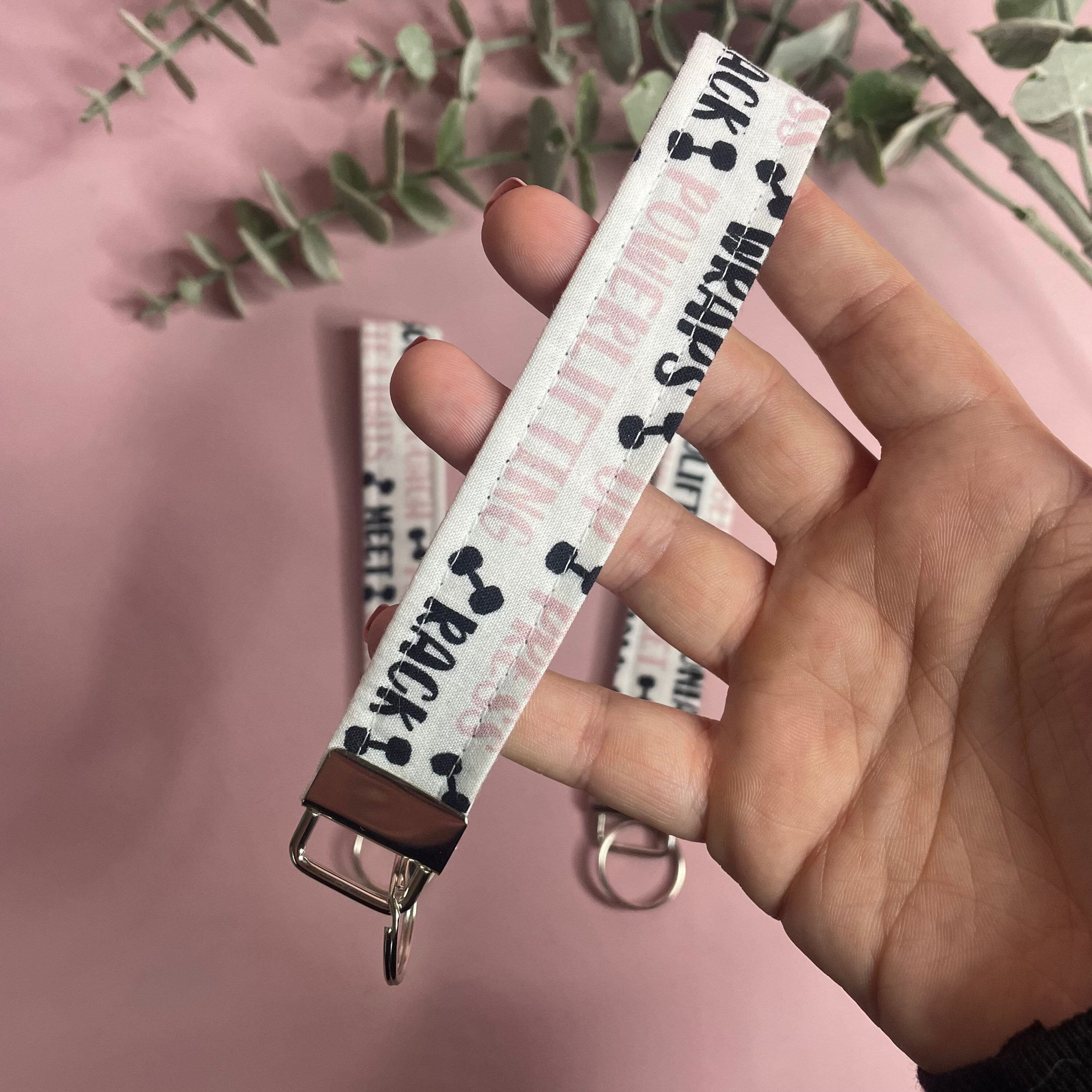 Wristlet Keychain Off White Pink Lanyard Wrist Lanyard Clear Pink