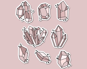 Witchy Crystals Sticker, Witchy Sticker, Pink Witch, Gemstone Stickers