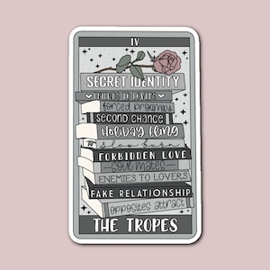 Romance Tropes Tarot Sticker, Book Trope Sticker, Book Stack, Librarian Sticker, Book Sticker, Tarot Reader Sticker, Book Lover Gifts