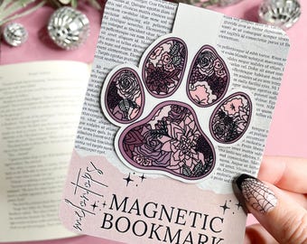Pfotenabdruck Magnet Lesezeichen, Buch Liebhaber Geschenk, Hunde Liebhaber Geschenk, doppelseitiges Lesezeichen, Hunde Mama Lesezeichen