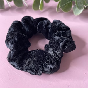 Black Velvet Scrunchie, Minimalist Scrunchie, Black Scrunchie