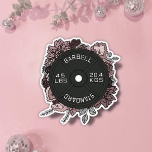 Assiette de 45 lb avec autocollant de fleurs, autocollant d'haltérophilie, autocollants de salle de sport d'haltérophilie