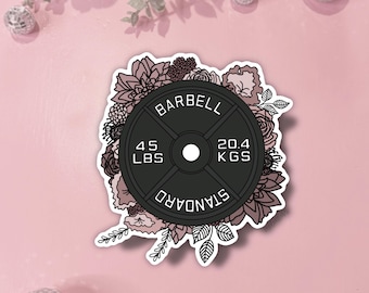45lb Plate With Flowers Sticker, Weightlifting Sticker Powerlifting Gym Stickers