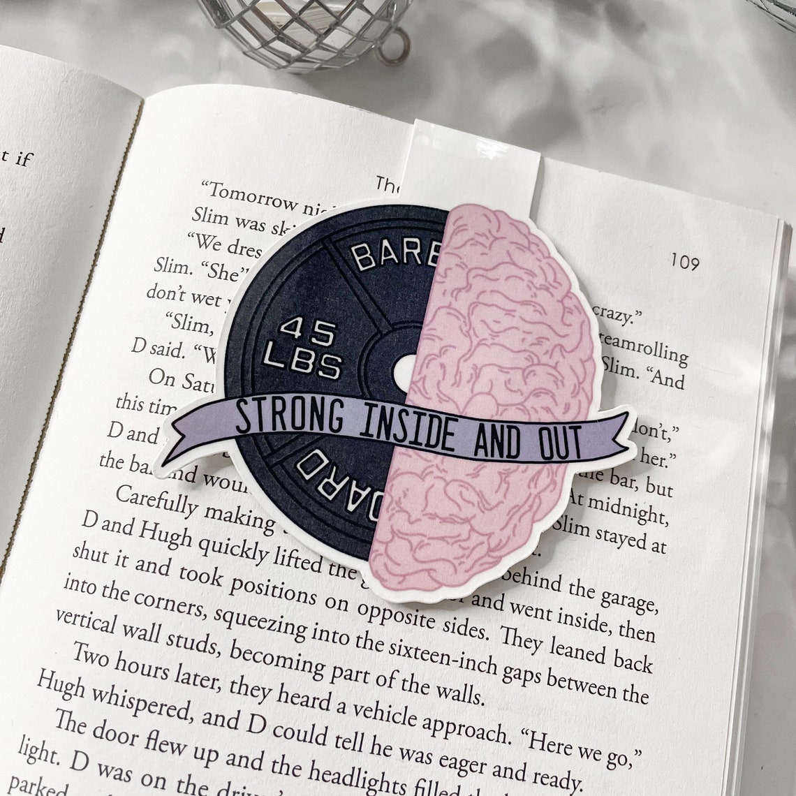 Strong Inside and Out Magnetic Bookmark, Book Lover Gift, Gym Lover ...