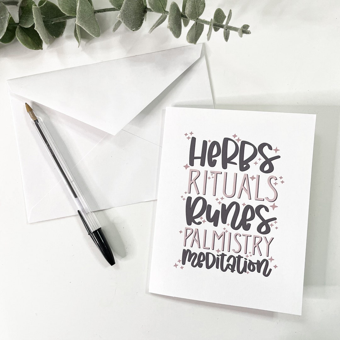 Witchy Things Blank Halloween Greeting Card With Envelope - Herbs List ...