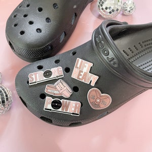 Pink Powerlifting Shoe Charm, Gym Shoe Charms, Lifting Shoe Charms, Handmade Shoe Charms, Hand Drawn Shoe Charm, Water Shoe Charm