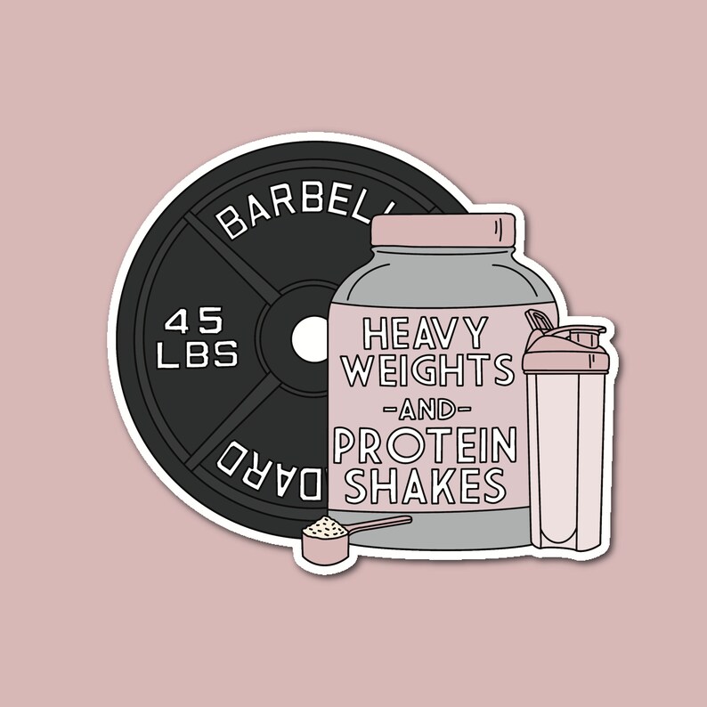 Shakes Sticker Design Heavy Weights and Protein Shakes Powerlifting Sticker, Gym Sticker ...