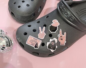 Pink Witchy Shoe Charm, Witch Shoe Charms, Ouija Board Shoe Charm, Handmade Shoe Charms, Hand Drawn Shoe Charm, Witchcraft Gift