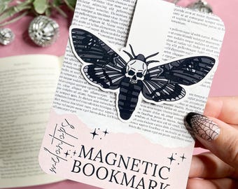 Death Moth Magnetic Bookmark, Book Lover Gift, Goth Gift, Spooky Bookmark, Dark Academia Bookmark