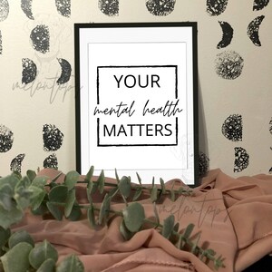 Your Mental Health Matters Print, Digital Art Print, Therapist Art, Mental Health Art Print