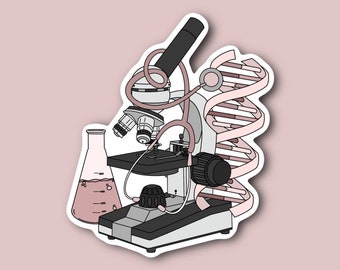 Micro Biologist Sticker, Science Sticker, STEM Sticker, Medical Sticker, Microscope and Stethoscope Sticker, Lab Tech Sticker