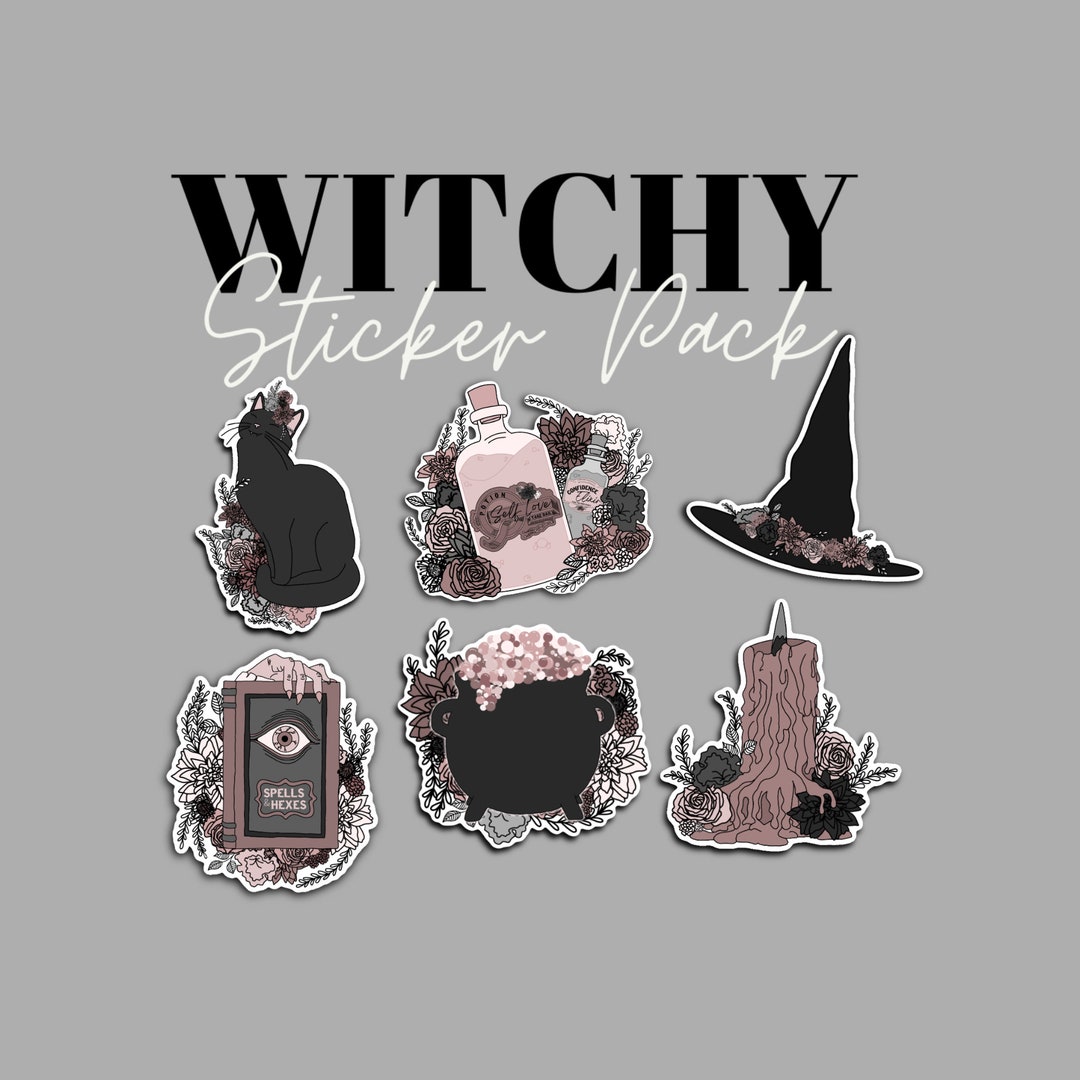 Witchy Sticker Pack Halloween Stickers Fall Sticker Laptop Etsy