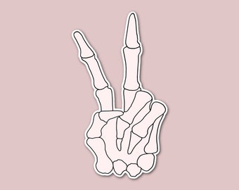 Skeleton Peace Sign Sticker, Halloween Stickers, Skeleton Sticker, Laptop Sticker, Spooky Stickers