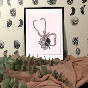 Stethoscope Art Print, Digital Art Print, Doctor Office Art Print, Stethoscope Art, Nurse Gift, RN Graduation Gift, Medical Art