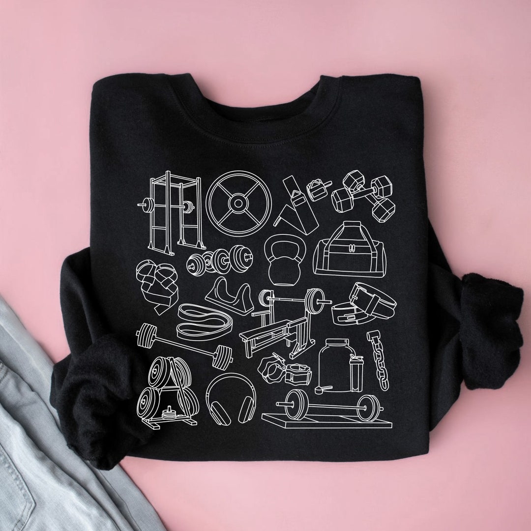 Gym Doodles Crewneck, Gym Tshirt, Girls Who Lift, Powerlifting Gifts