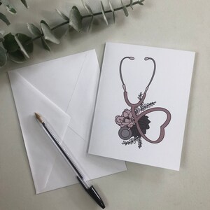Stethoscope Blank Greeting Card With Envelope, Nursing Graduation Card, RN Card, Thank You Card, Doctor Card, Medical Thank You