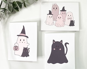 Ghost Pals THREE PACK Blank Halloween Greeting Cards With Envelopes