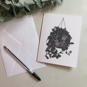 Disco Ball Planter Blank Greeting Card, Plant Lover Gift