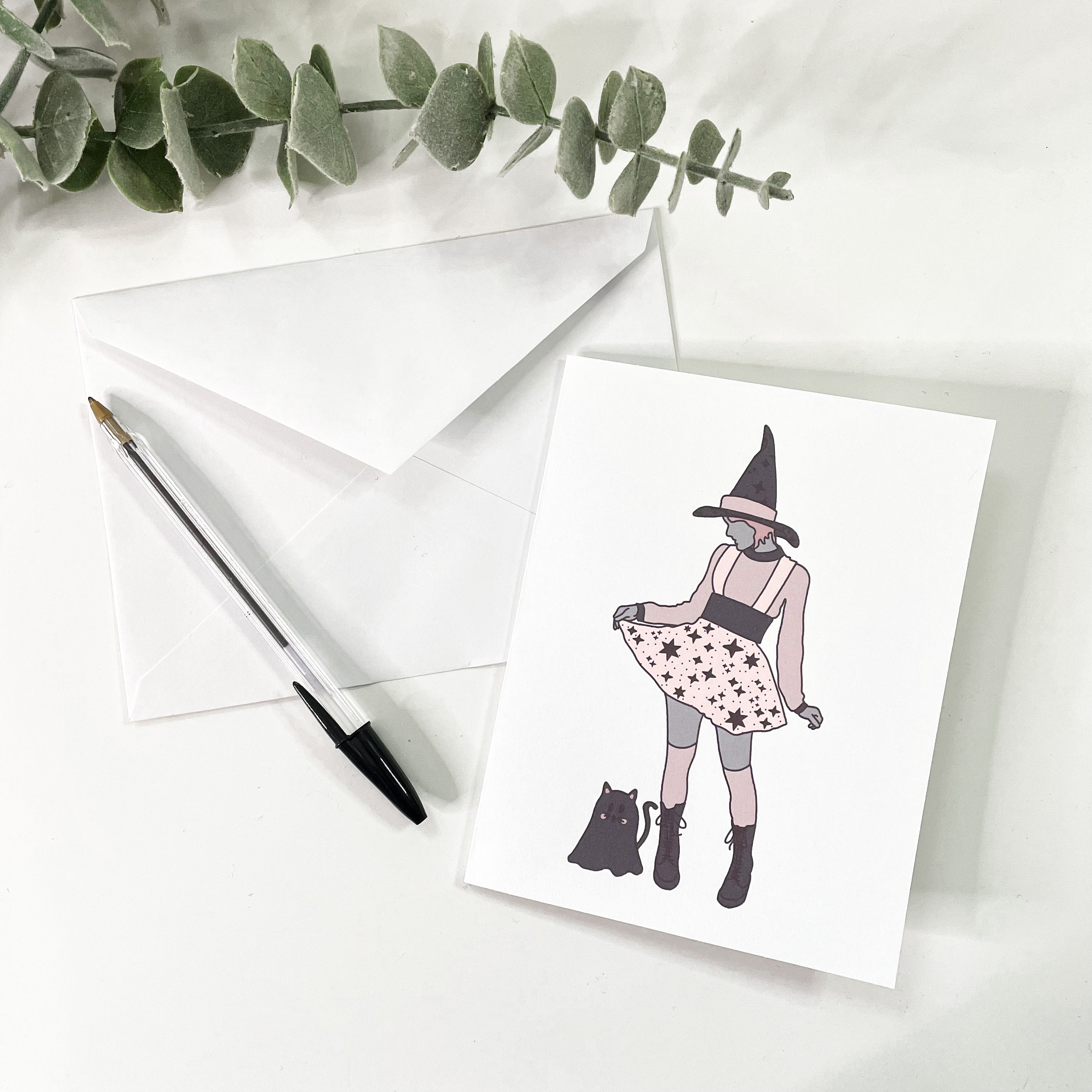 Cute Witch Blank Halloween Greeting Card With Envelope - Etsy