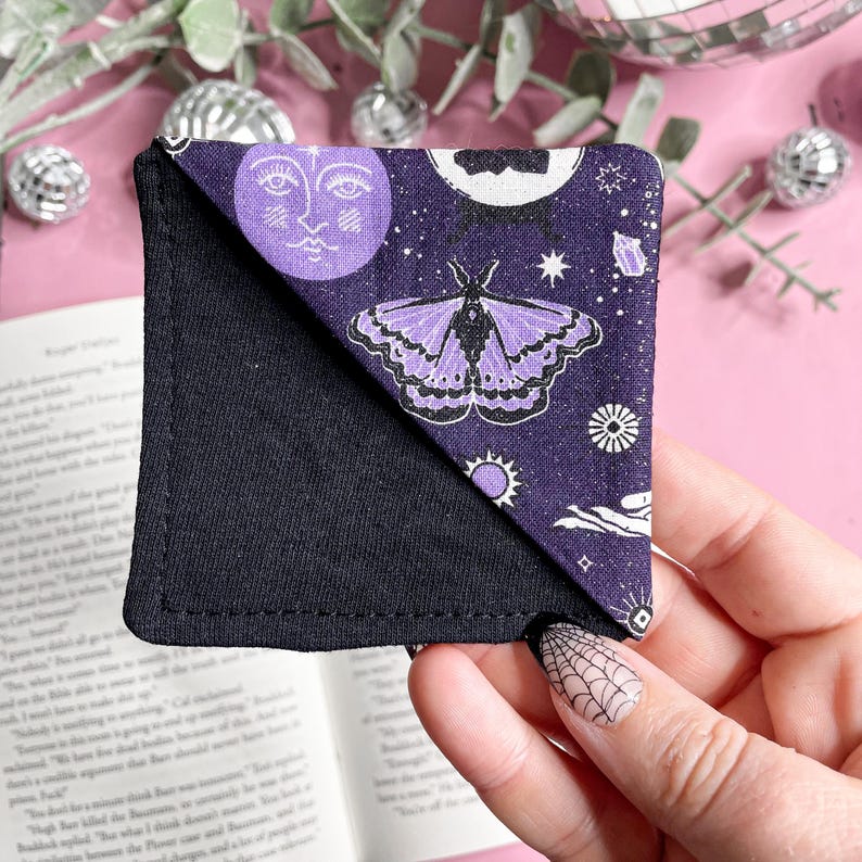 Witchy Fabric Corner Bookmark, Purple Witchy Bookmark, Book Lover Gift ...