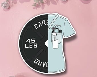 45lb Plate and Scrubs Sticker, Powerlifting Nurse Sticker, Medical Sticker, Lifting Nurse Doctor