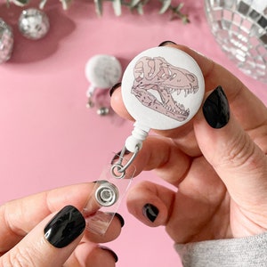 T-Rex Skull Badge Reel, ID Badge Holder, Dinosaur Badge Reel