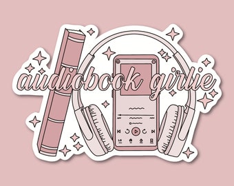 Audiobook Girlie Sticker, Librarian Sticker, Book Sticker, Reader Sticker, Book Lover Gifts, Bookish Stickers