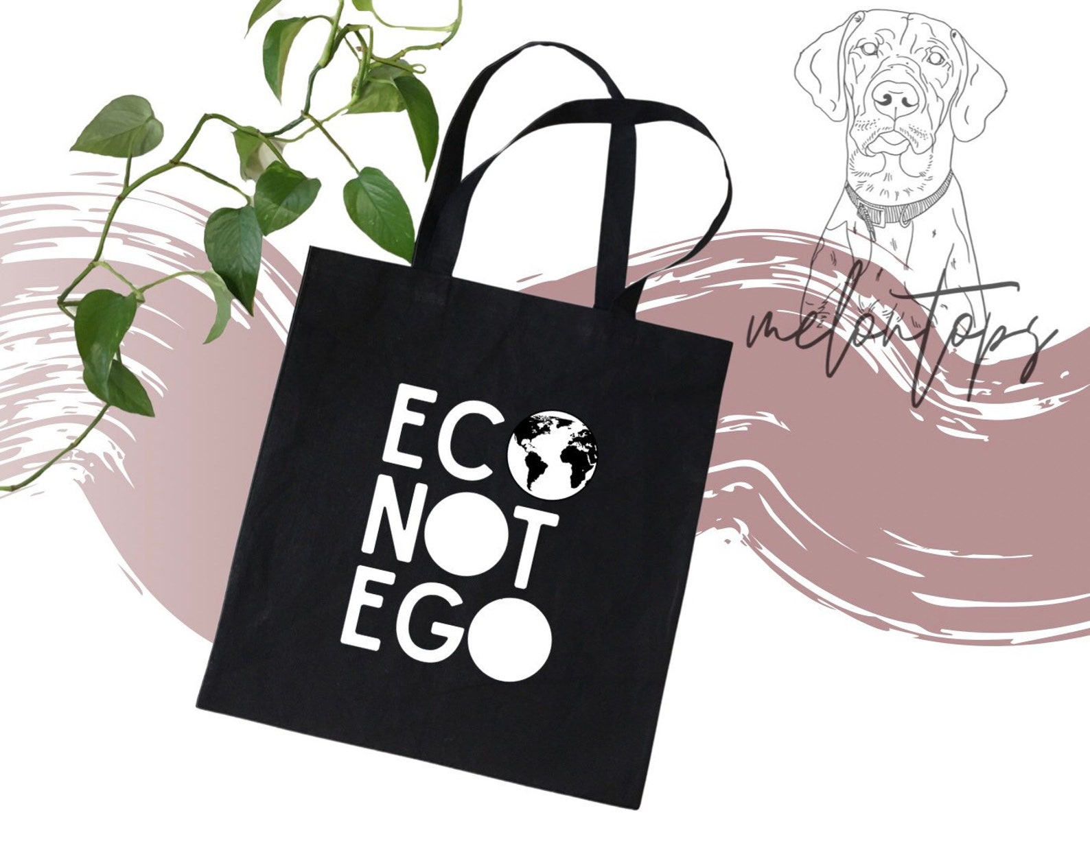 Eco Not Ego Screen Printed Canvas Tote Reusable Bag Eco Etsy