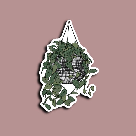 Disco Ball Planter Sticker, 70s Sticker, Boho Sticker, Plant Sticker, Plant Lover