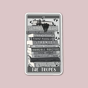 Horror Tropes Tarot Sticker, Book Trope Sticker, Book Stack, Librarian Sticker, Book Sticker, Tarot Reader Sticker, Book Lover Gifts