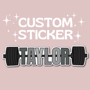 Custom Name Barbell Sticker, Powerlifting Sticker, Weightlifting Sticker, Girls Who Powerlift, Powerlifting Gym Stickers, Barbell Sticker