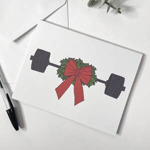 Carte de vœux vierge avec couronne d'haltères avec enveloppe, Carte de Noël Powerlifter, Carte de Noël Lifter, Carte de Noël pour salle de sport