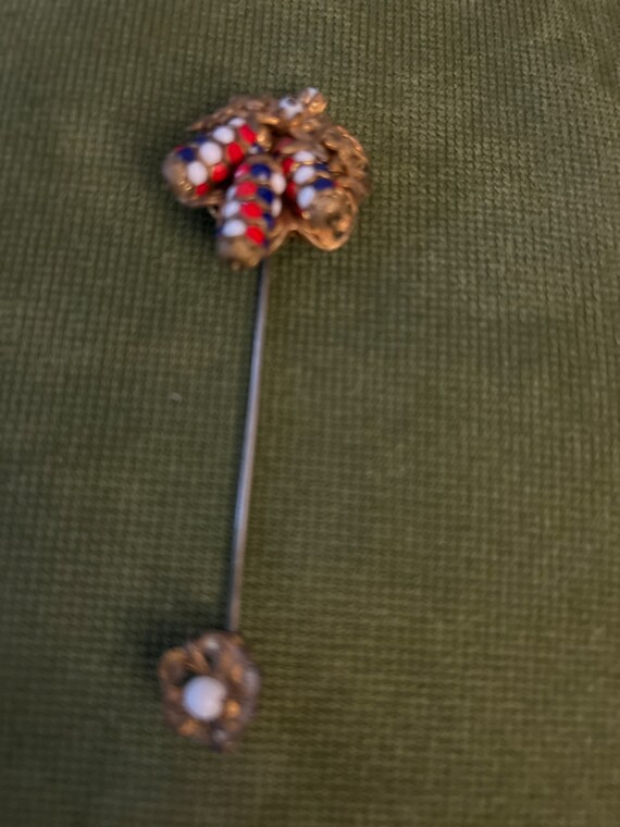 Miriam Haskell Handbeaded Red White and Blue Lape… - image 2