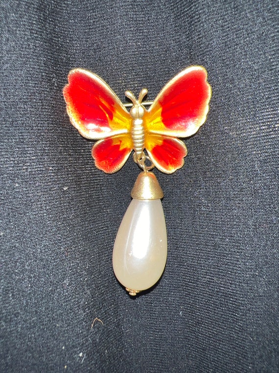 Enameled Butterfly Brooch - image 1