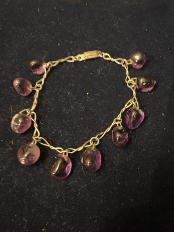 Handmade Sterling and Amethyst Charm Bracelet