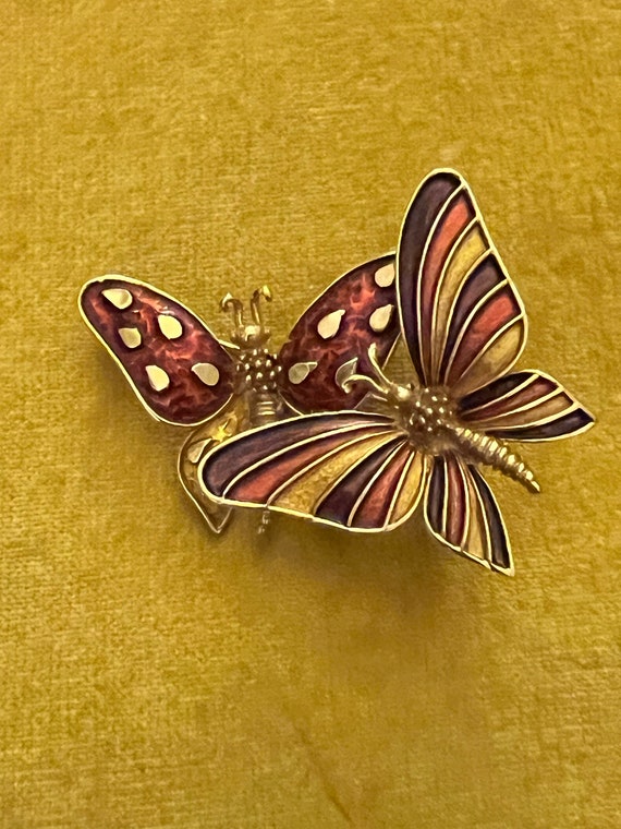 Rare Boucher Red Orange Butterfly Enamel Entrembla