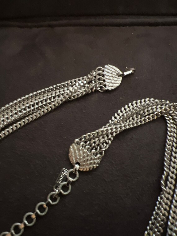 Monet Silvertone 5 Strand Adjustable Necklace 18-… - image 3