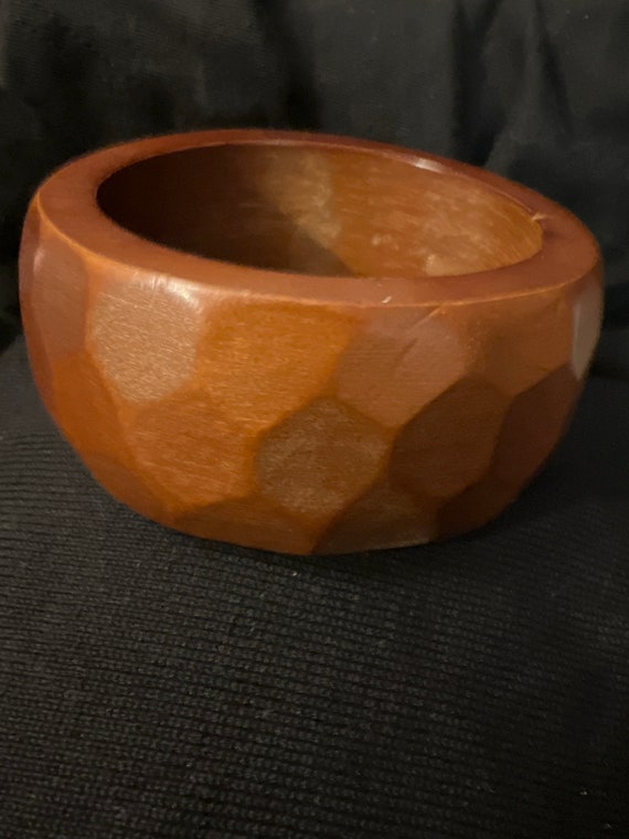 Wooden wide bangle hand carved