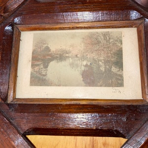 Wallace Nutting Hand Colored Photo with Trampart Handcarved frame image 2