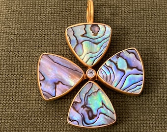 Dina Mackney Abalone Cross 2 by 2.5 inches Enhancer for Necklace