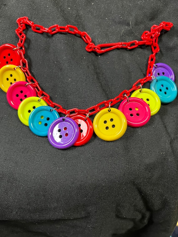 Red Chain With Multicolored Buttons 1990’s - image 1