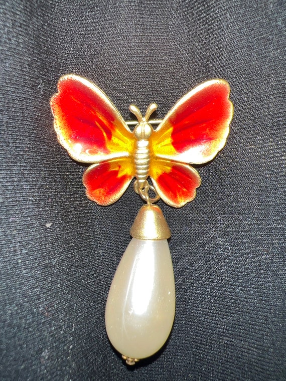 Enameled Butterfly Brooch - image 2