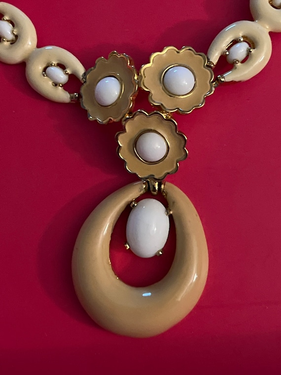Rare Jomaz Enamel Mint necklace with pendant 1950… - image 1