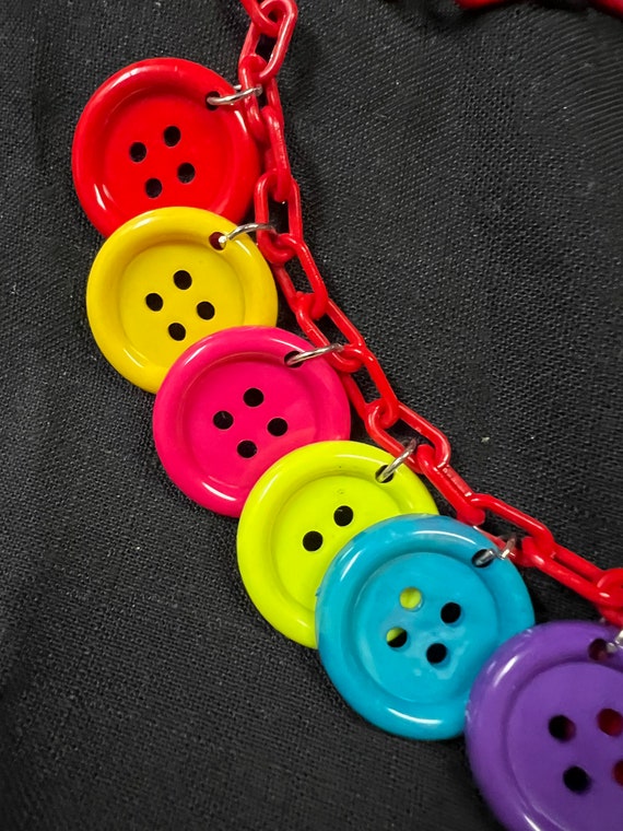 Red Chain With Multicolored Buttons 1990’s - image 2