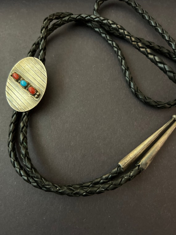 Sterling 2 inch Handmade Navajo Bolo Nevklace