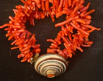 Branch Coral and Shell Bracelet 6.5 Inch Torsade
