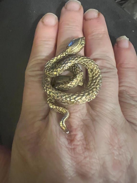 Vintage Snake Statement Ring Adjustable - image 2