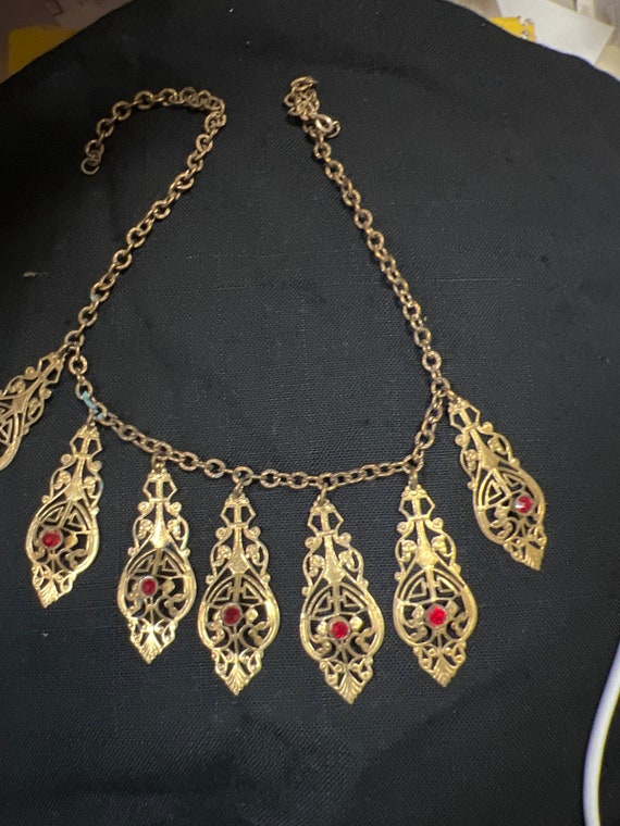 Retro Victorian Brass Charm Necklace