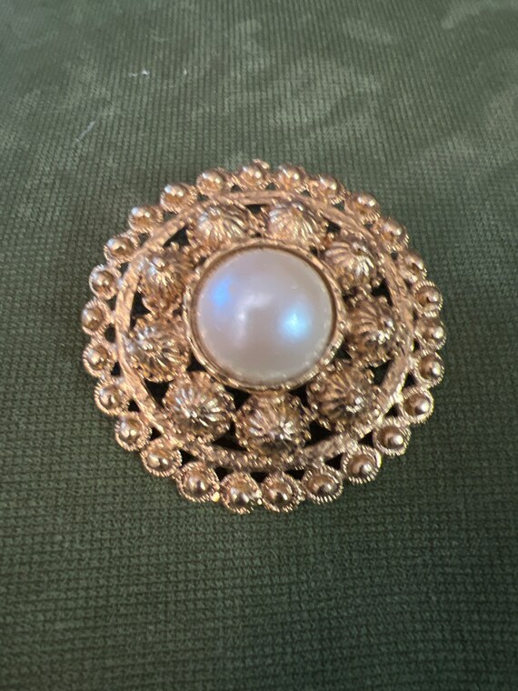 On Sale Graziano Ornate Dome Brooch with Faux Pear